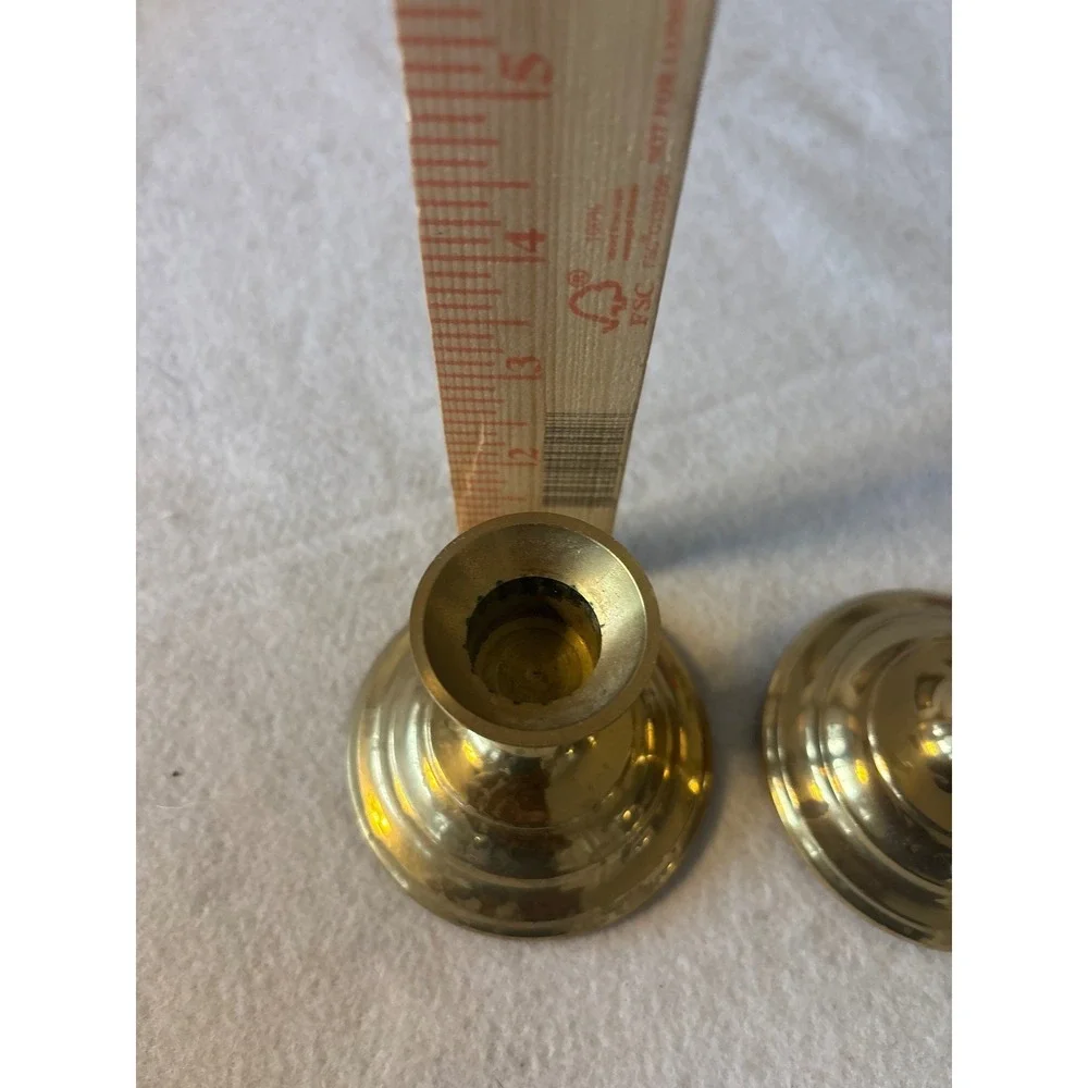Set of 2‎ Brass Candlesticks Small Vintage Taper Holder Ornate Base
